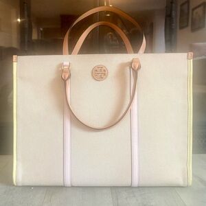 Tory Burch Blake Canvas Jumbo Tote - Pink Pastry, Pastel Yellow